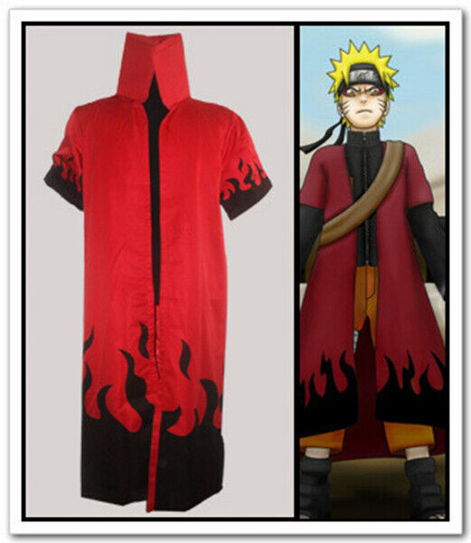 Naruto Anime Cosplay Costume Uzumaki Sage Uniform Cape Cloak.