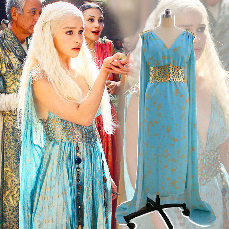Game of Thrones Daenerys Targaryen Costume Dress Qarth Gown GOT Khaleesi Co...