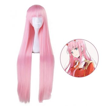 New DARLING in the FRANXX ZERO TWO CODE 002 Cosplay Wig Costume Accessory 85cm Long Straight Pink Women Girls Anime Party Hair