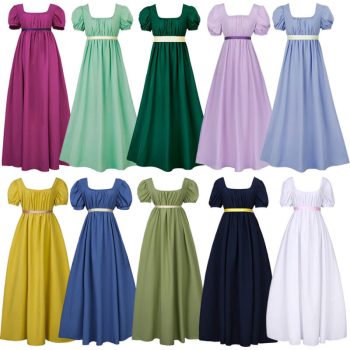 Catchcostume Vintage Ball Dress Women Regency Ball Dress High Waistline Empire Tea Gown Dress