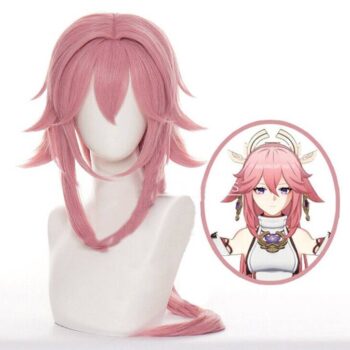 Genshin Impact Yae Miko Cosplay Wig Sakura Pink Party Hair